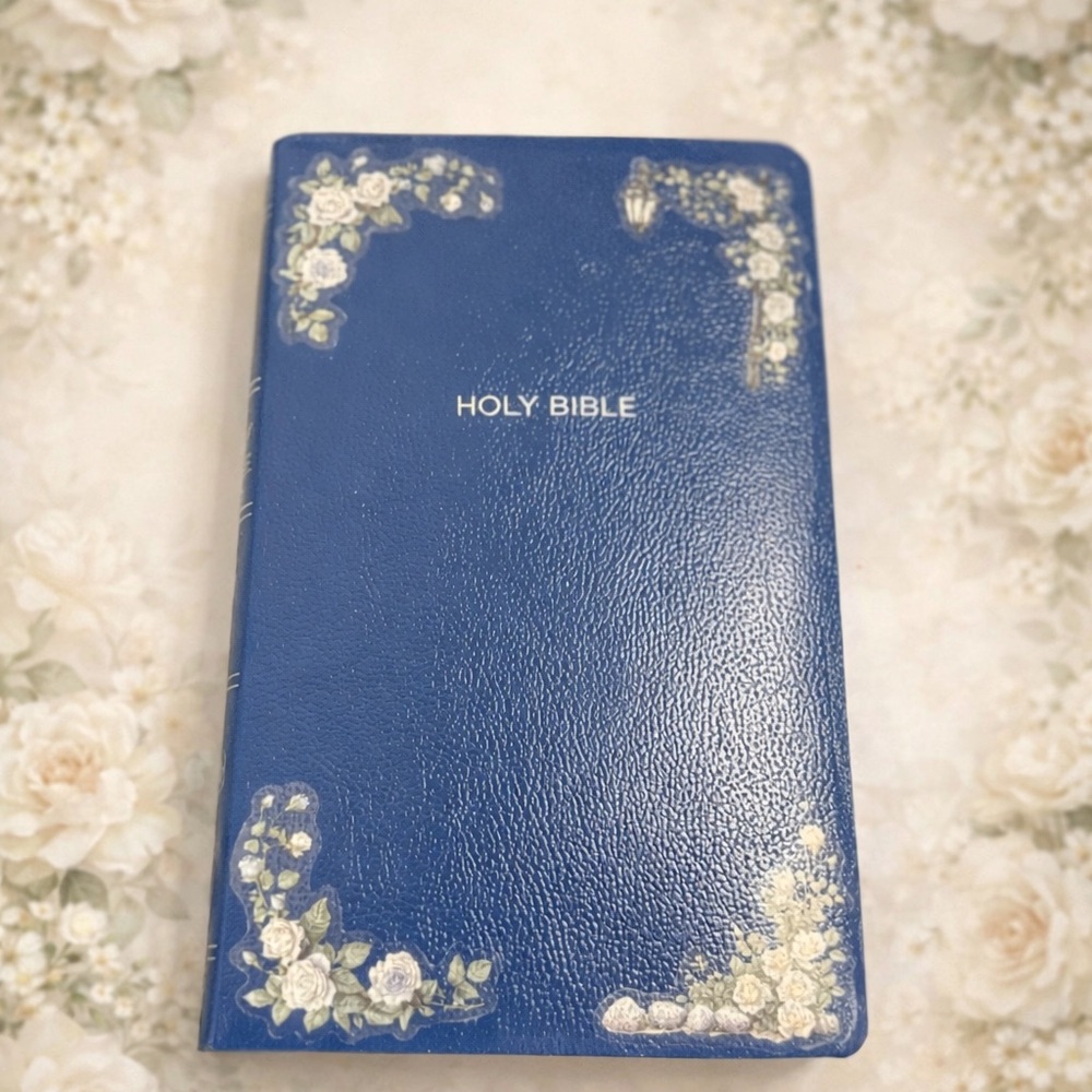 Blue Floral Holy Bible